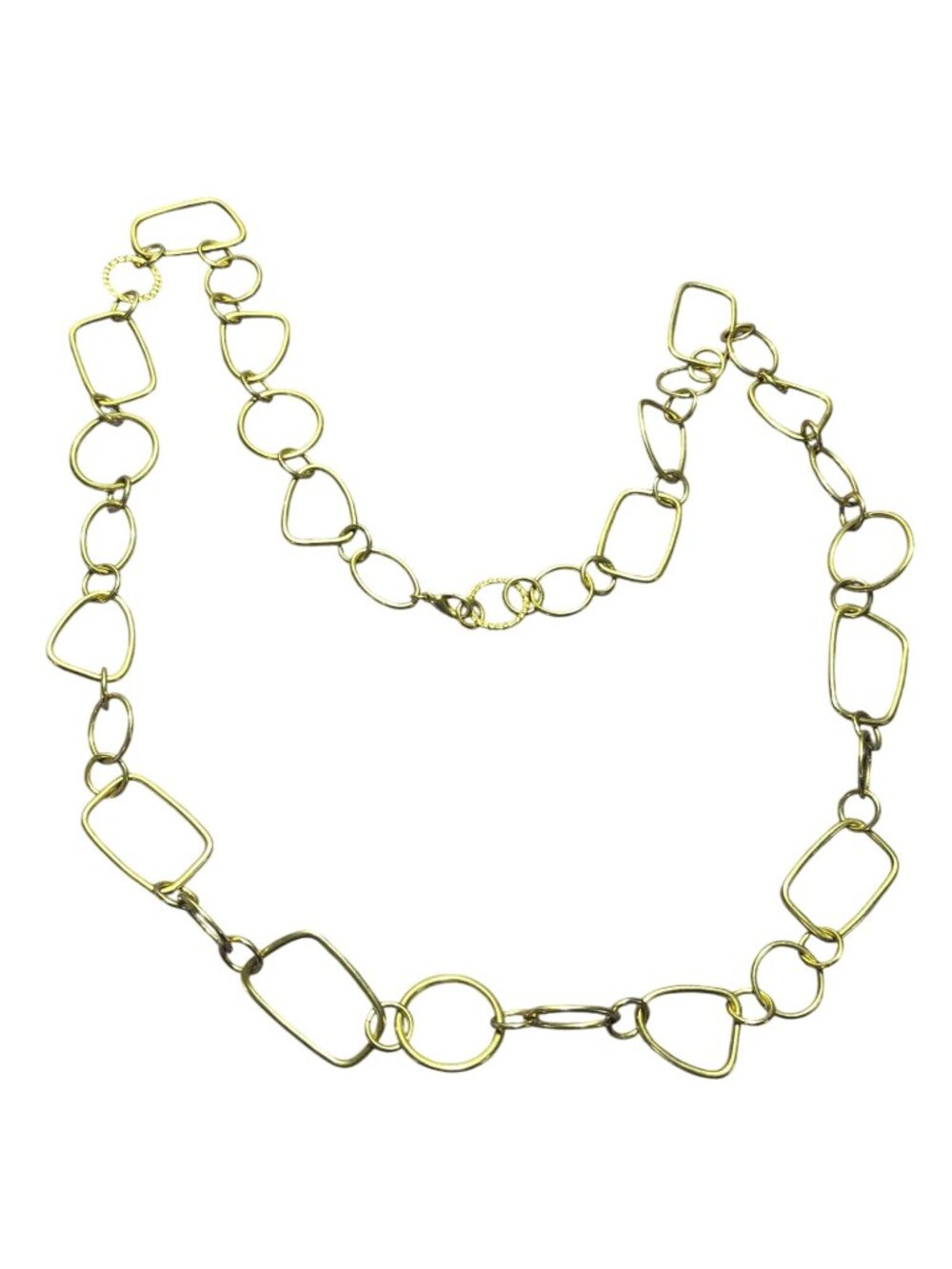 Long Gold-Tone Geometric Chain Link Necklace Modern Minimalist Style Vtg Y2K